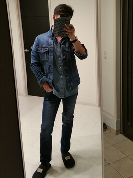 「ダニエルウェリントン」｜「アイテム（デニムジャケット）」を使った、MASAKIさん（メンズ・177cm）の春コーディネート
