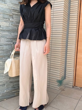 「アイテム（サンダル、ブルー系）」を使った、yuさん（レディース・150cm）の夏コーディネート