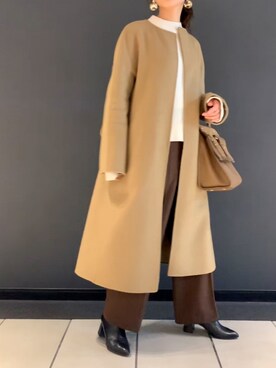 ウールメルトン クルーネックコートを使った人気ファッション
