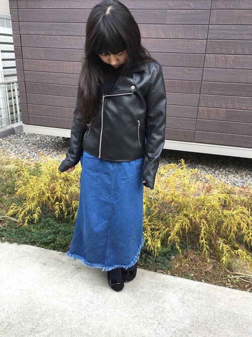 広瀬すずさんCM着用】 フェイクレザーライダースジャケットを使った