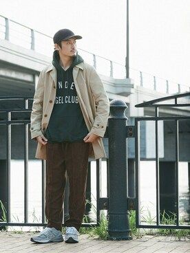「JOURNAL STANDARD（ジャーナルスタンダード）のアイテム（ステンカラーコート）」を使った、松下 和貴さん（メンズ・177cm）の冬コーディネート
