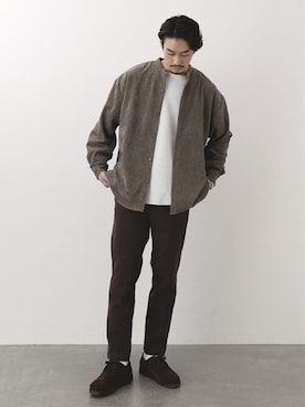 「Padmore&Barnes（パドモア&バーンズ）のアイテム」を使った、松下 和貴さん（メンズ・177cm）の冬コーディネート