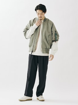 「Alpha Industries（アルファインダストリーズ）のアイテム」を使った、松下 和貴さん（メンズ・177cm）の冬コーディネート