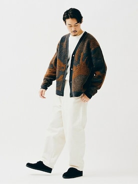 「柄ニット」｜松下 和貴さん（メンズ・177cm）の冬コーディネート