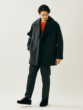 「JOURNAL STANDARD（ジャーナルスタンダード）のアイテム（ピーコート）」を使った、松下 和貴さん（メンズ・177cm）の冬コーディネート