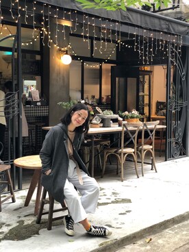 「PULL&BEAR（プルアンドベア）のアイテム（チェスターコート）」を使った、Winky さん（レディース・150cm）の冬コーディネート