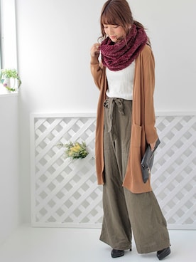 「ロングカーディガン」｜LALABoutiqueさん（レディース・160cm）の春コーディネート