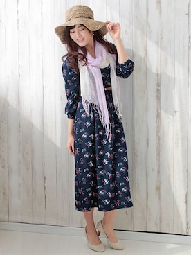 「アイテム（ファッション雑貨、パープル系）」を使った、LALABoutiqueさん（レディース・160cm）の春コーディネート