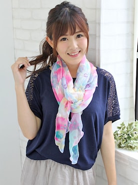 「アイテム（ファッション雑貨、パープル系）」を使った、LALABoutiqueさん（レディース・160cm）の春コーディネート