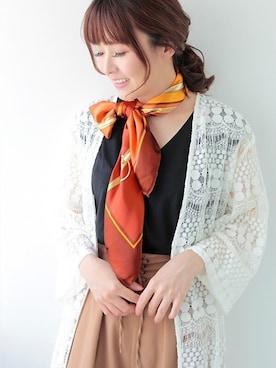 「アイテム（ストール/ショール）」を使った、LALABoutiqueさん（レディース・160cm）の夏コーディネート