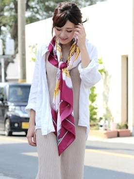 「アイテム（ストール/ショール）」を使った、LALABoutiqueさん（レディース・160cm）の夏コーディネート