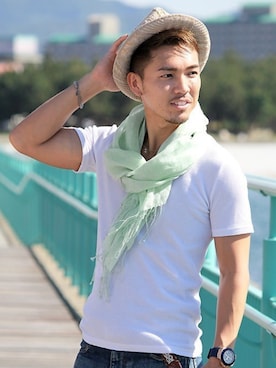 亜麻リネンストールを使ったメンズ人気ファッションコーディネート Wear