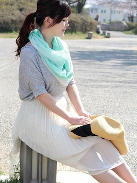 「アイテム（ストール/ショール）」を使った、LALABoutiqueさん（レディース・160cm）の夏コーディネート