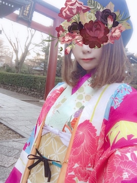 「着物」｜「アイテム（その他アウター）」を使った、kazuakiさん（レディース・165cm）の春コーディネート