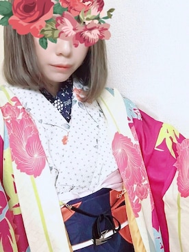 「着物」｜「アイテム（その他アウター）」を使った、kazuakiさん（レディース・165cm）の春コーディネート