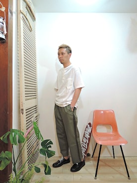 「MANEBU（マネブ）のアイテム（ブーツ）」を使った、ReTrickさん（メンズ・170cm）の夏コーディネート