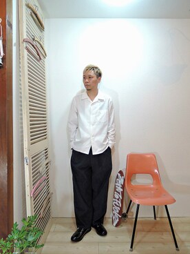 「MANEBU（マネブ）のアイテム（ブーツ）」を使った、ReTrickさん（メンズ・170cm）の秋コーディネート