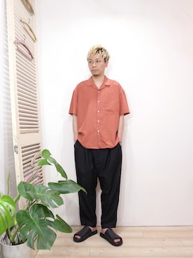 「MANUAL ALPHABET（マニュアル アルファベット）のアイテム（パンツ）」を使った、ReTrickさん（メンズ・170cm）の夏コーディネート