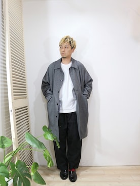 「ドルマンスリーブ」｜「アイテム（ステンカラーコート）」を使った、ReTrickさん（メンズ・170cm）の秋コーディネート