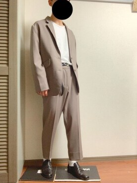 「Lui's（ルイス）のナローベルト（ベルト）」を使った、ゆー🐇さん（メンズ・168cm）の春コーディネート