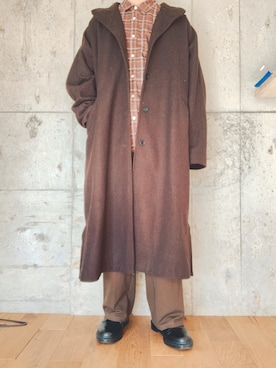 「BASISBROEK（バシスブルック）のアイテム（ステンカラーコート）」を使った、ゆー🐇さん（メンズ・168cm）の冬コーディネート