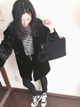 「ハイウエストパンツ」｜「アイテム（ブルゾン）」を使った、★misaking★さん（レディース・156cm）の冬コーディネート