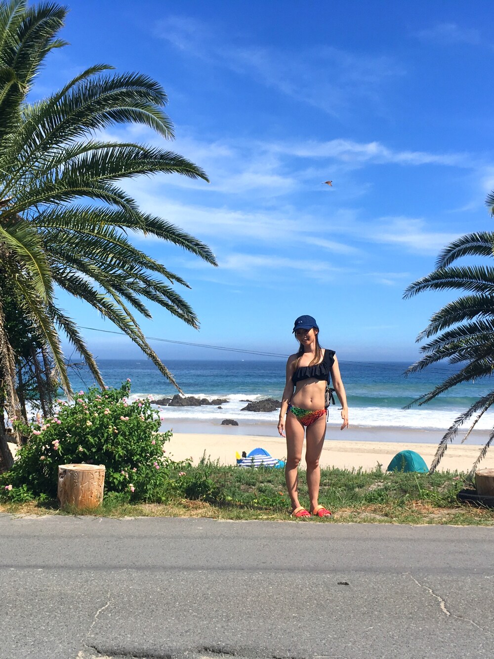 「夏コーデ、海、ママコーデ」｜「H&Mのアイテム（水着、ブラック系）」を使った、★misaking★さん（レディース・156cm）の夏コーディネートの1枚目の写真