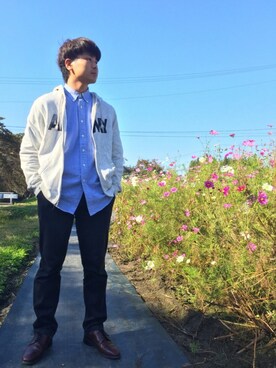 「JOEY FACTORY（ジョーイファクトリー）のアイテム（パンツ）」を使った、くっしーさん（メンズ・168cm）の秋コーディネート