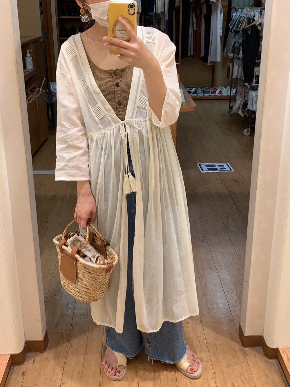 「Right-onのアイテム（その他トップス、ホワイト系）」を使った、✩さん（レディース・156cm）の夏コーディネートの1枚目の写真