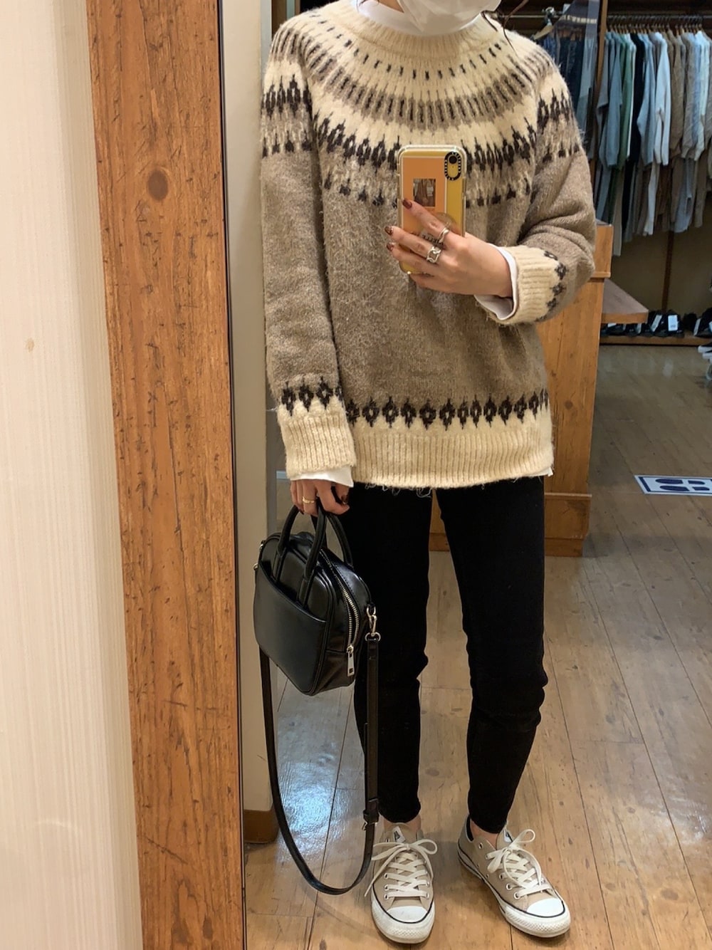 「Auntie Rosa Holidayの【Holiday】ノルディック起毛ニット◆WEB限定◆（ニット/セーター、ベージュ系）」を使った、✩さん（レディース・156cm）の秋コーディネートの1枚目の写真