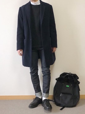 「niko and...（ニコアンド）のアイテム（チェスターコート）」を使った、kurosakiさん（メンズ・171cm）の冬コーディネート