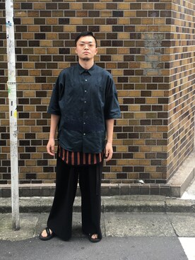 「N.HOOLYWOOD（N.ハリウッド）のアイテム（サンダル）」を使った、東こをいちさん（メンズ・170cm）の夏コーディネート