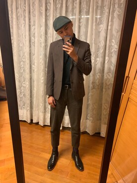 「西裝外套」｜「アイテム（帽子）」を使った、lonelycigaretteさん（メンズ・178cm）の冬コーディネート