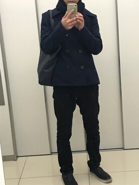「improves（インプローブス）のアイテム（ピーコート）」を使った、sprayさん（メンズ・169cm）の冬コーディネート
