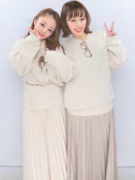 「消えそうな色コーデ」｜「アイテム（スウェット）」を使った、Aさん（レディース・153cm）の冬コーディネート