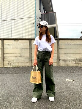 「GAP（ギャップ）のアイテム（パンツ、グリーン系）」を使った、ayane  matsudaさん（レディース）の春コーディネート