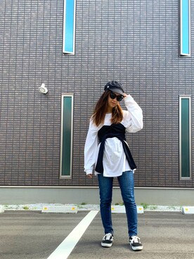 「EMODA（エモダ）のアイテム（チューブトップ）」を使った、ayane  matsudaさん（レディース・157cm）の春コーディネート