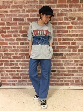 「SET UP」｜「アイテム（帽子）」を使った、akoさん（レディース・155cm）の夏コーディネート
