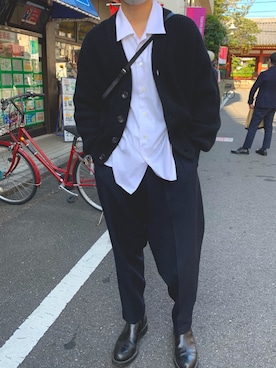 「コムデギャルソンオムプリュス」｜「アイテム（カーディガン/ボレロ）」を使った、SUNさん（メンズ・170cm）の秋コーディネート