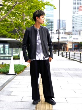 「tk.TAKEO KIKUCHI」｜「アイテム（ライダースジャケット）」を使った、kitauraさん（メンズ・172cm）の秋コーディネート