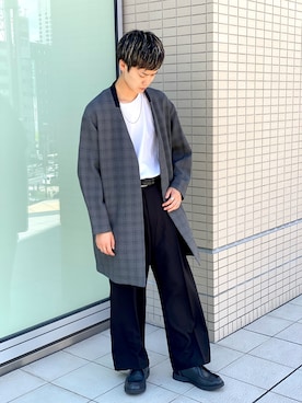 「tk.TAKEO KIKUCHI（ティーケータケオキクチ）のアイテム（ノーカラージャケット）」を使った、kitauraさん（メンズ・172cm）の秋コーディネート