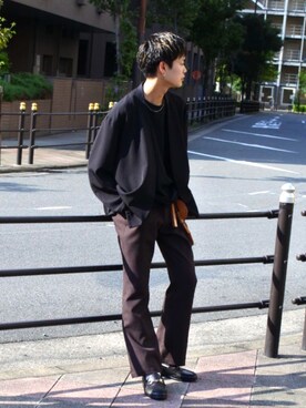 「tk.TAKEO KIKUCHI（ティーケータケオキクチ）のアイテム（ノーカラージャケット）」を使った、kitauraさん（メンズ・172cm）の秋コーディネート