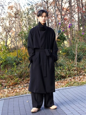「tk.TAKEO KIKUCHI（ティーケータケオキクチ）のアイテム（トレンチコート）」を使った、kitauraさん（メンズ・172cm）の冬コーディネート