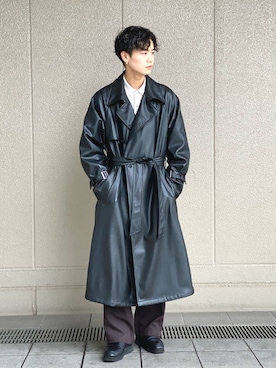 「tk.TAKEO KIKUCHI（ティーケータケオキクチ）のアイテム（トレンチコート）」を使った、kitauraさん（メンズ・172cm）の冬コーディネート