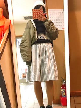 「ランチコーデ」｜「アイテム（ブルゾン）」を使った、うなさん（レディース・162cm）の冬コーディネート