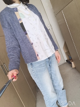 「POU DOU DOU（プードゥドゥ）のアイテム（シャツ/ブラウス、ホワイト系）」を使った、うなさん（レディース・162cm）の春コーディネート