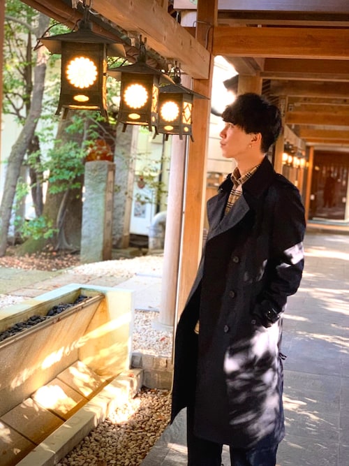 ジョンローレンスサリバン コットンツイル トレンチコート ネイビー　S 36 WOOL COTTON TWILL DOUBLE FRONT TRENCH COAT
