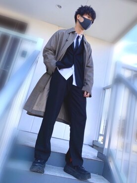 「アイテム（ステンカラーコート）」を使った、たくみさん（メンズ・168cm・20代）の冬コーディネート