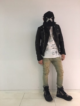 「roar（ロアー）のアイテム（キャップ）」を使った、Koutaro Makitaさん（メンズ・170cm）の冬コーディネート