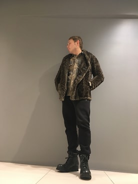 「ラビットファー」｜「アイテム（ジャケット/アウター）」を使った、Koutaro Makitaさん（メンズ・170cm）の秋コーディネート